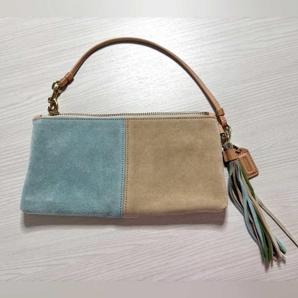 Coach Color Block Suede Wristlet - Picture 3 of 6